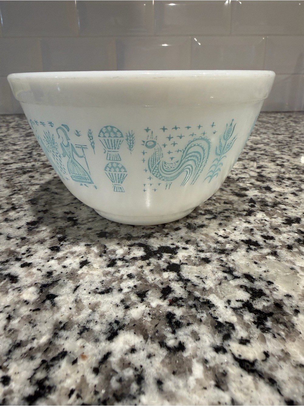 Vintage Pyrex 1 1/2 Pint Mixing Bowl Turquoise Aqua Amish Butterprint